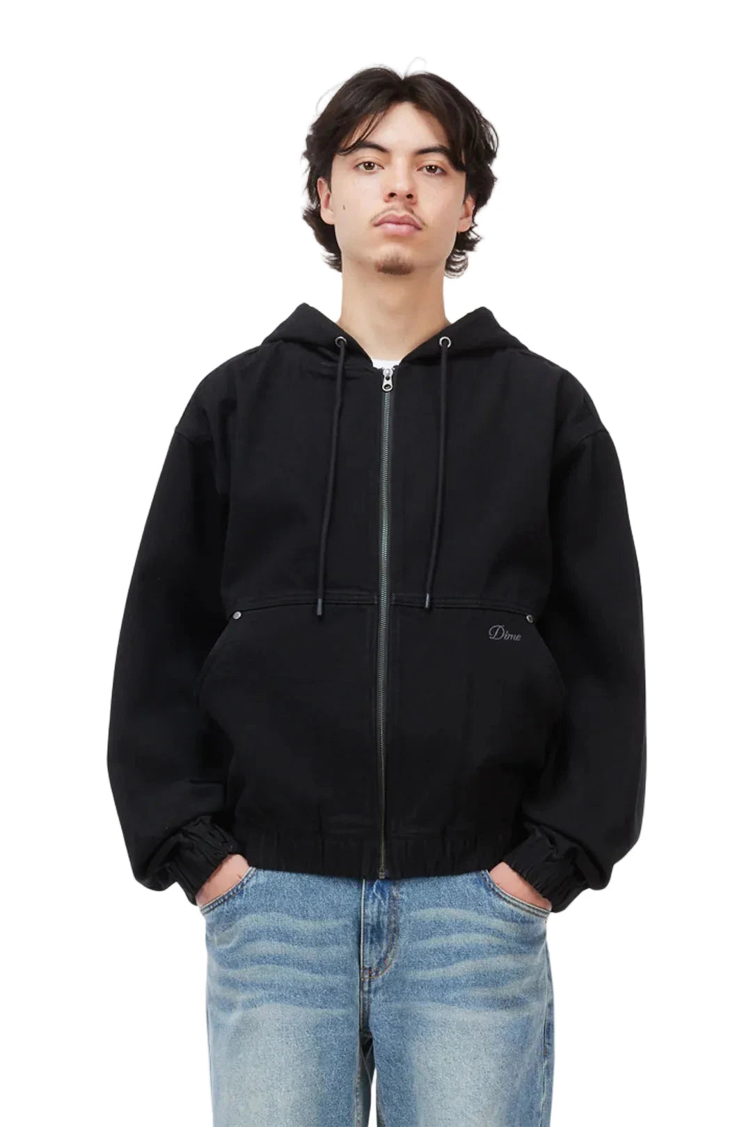 DIME Hooded Denim Jacket Black Men's Street Jackets Dime MTL