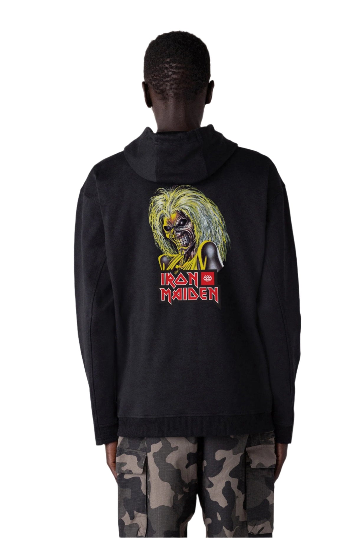 686 Everywhere Performance Double Knit Pullover Hoodie Iron Maiden Eddies Black Men's Pullover Hoodies 686