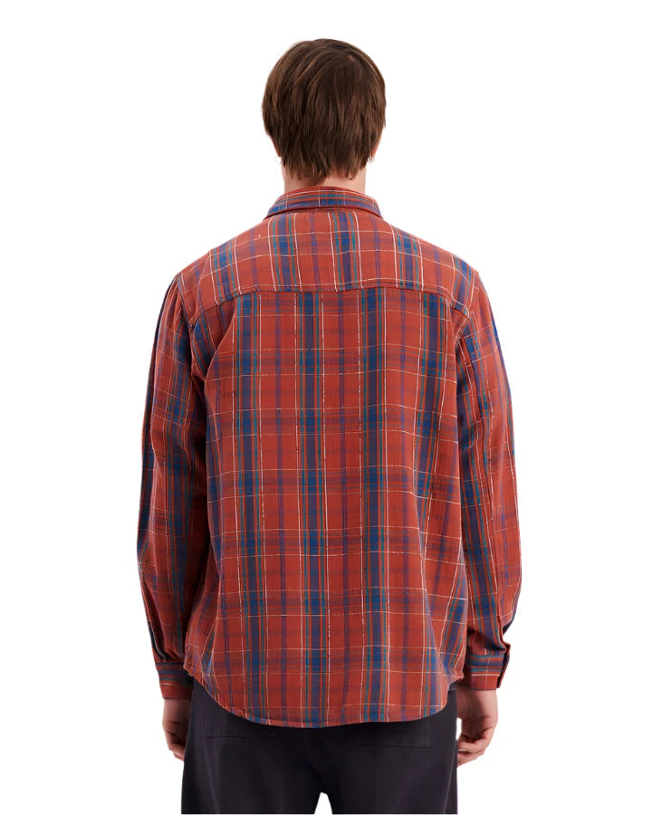 CRITICAL SLIDE Cover Overshirt Coral Men's Long Sleeve Button Up Shirts The Critical Slide Society