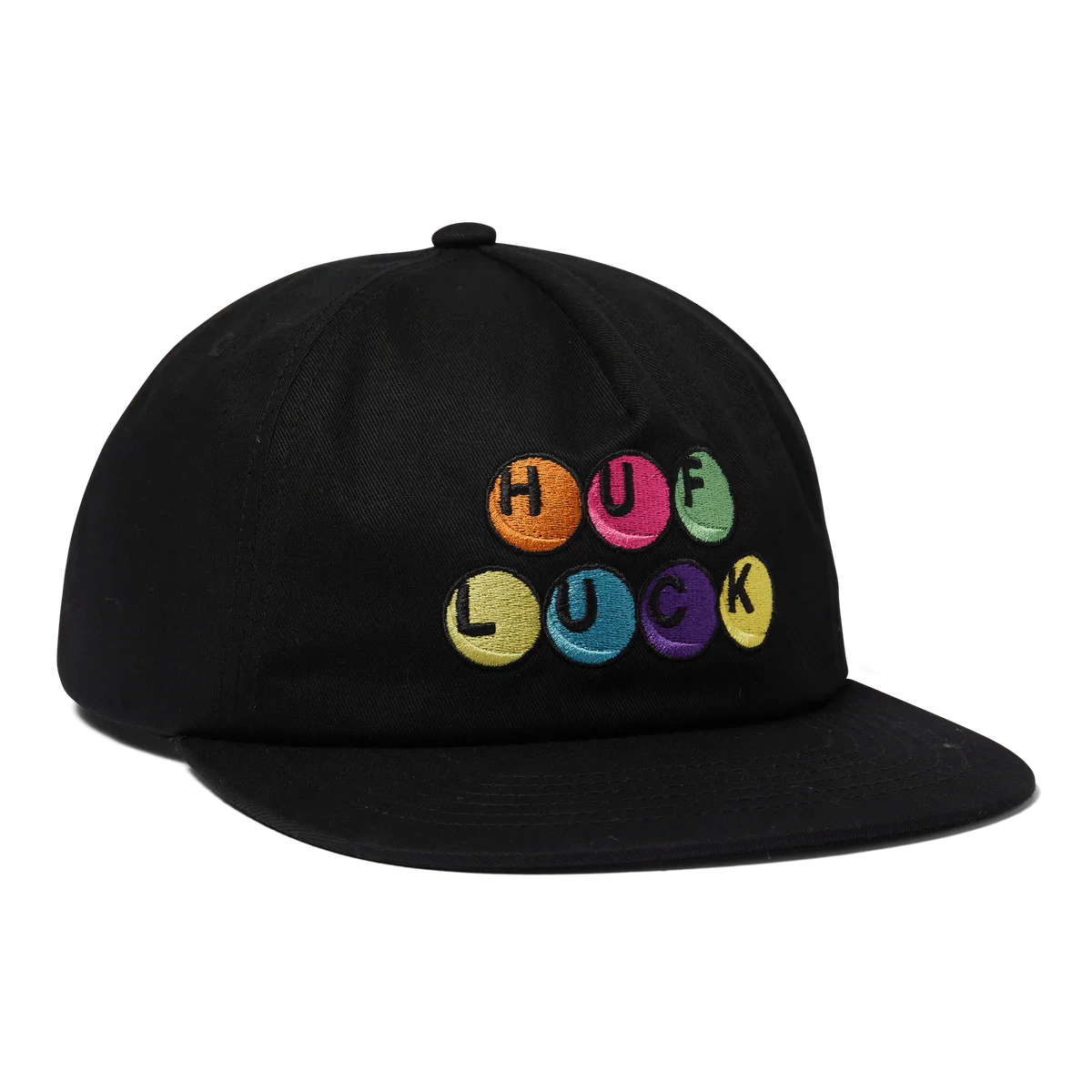 HUF Lucky 5 Panel Snapback Hat Black Men's Hats huf