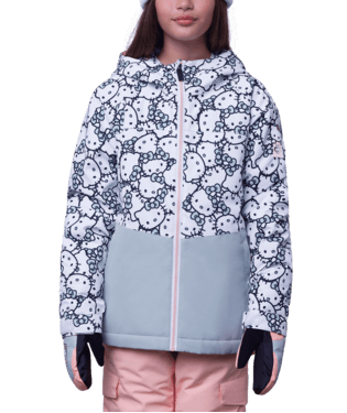 686 Girl's Athena Insulated Snowbard Jacket Hello Kitty Dusty Sage 2024 Youth Snow Jackets 686 