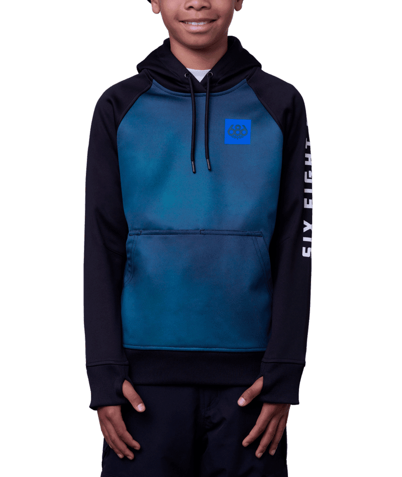 686 Boys' Bonded Fleece Pullover Hoodie Black Colorblock Boy's Pullover Hoodies 686