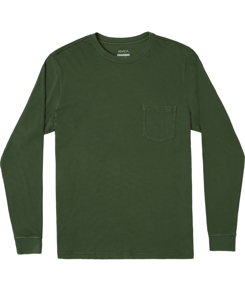 RVCA Pigment Long Sleeve T-Shirt College Green Men's Long Sleeve T-Shirts RVCA 