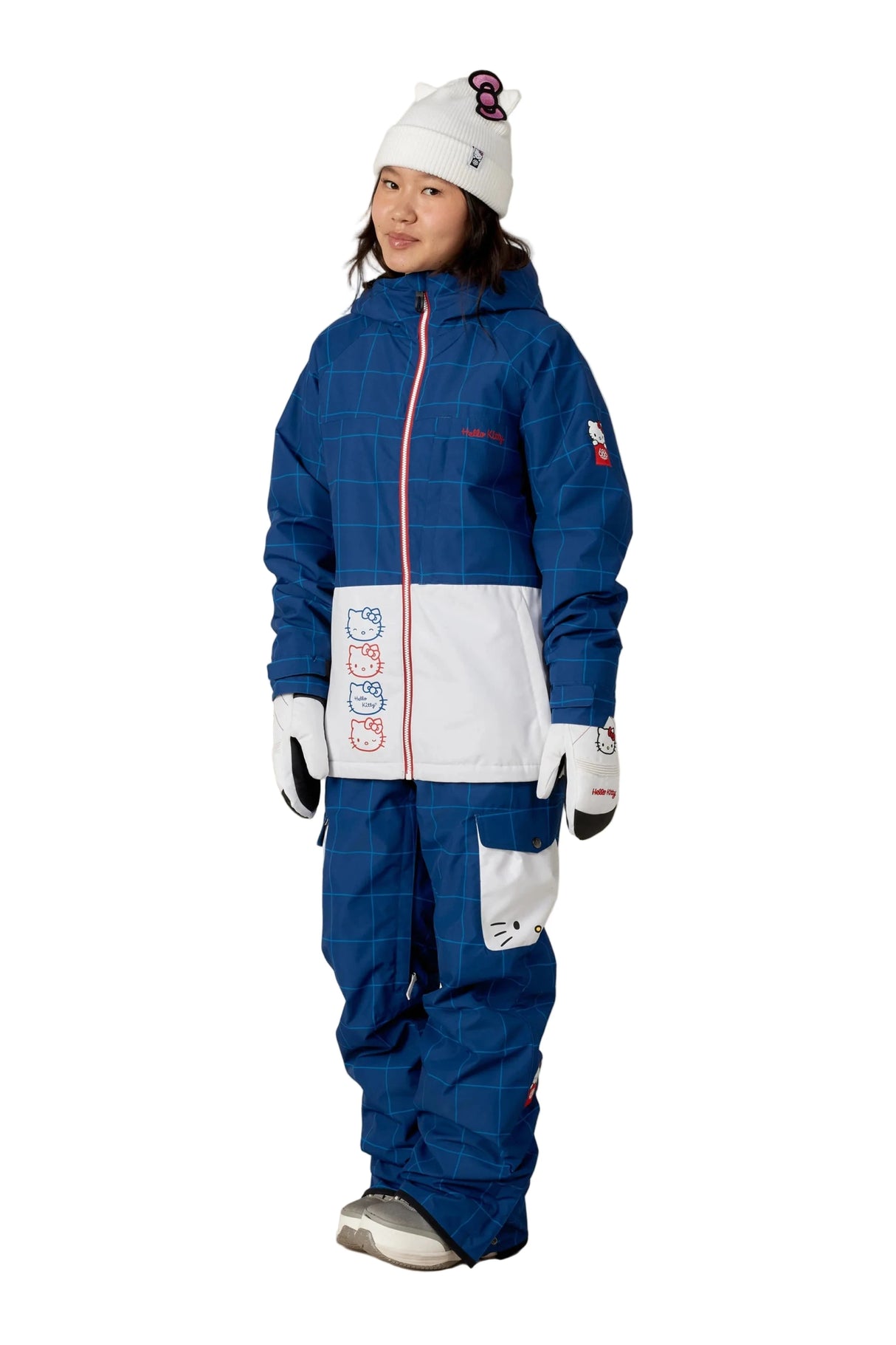 686 Women's Athena Insulated Snow Jacket Hello Kitty Blue Grid Colorblock 2026 Women's Snow Jackets 686