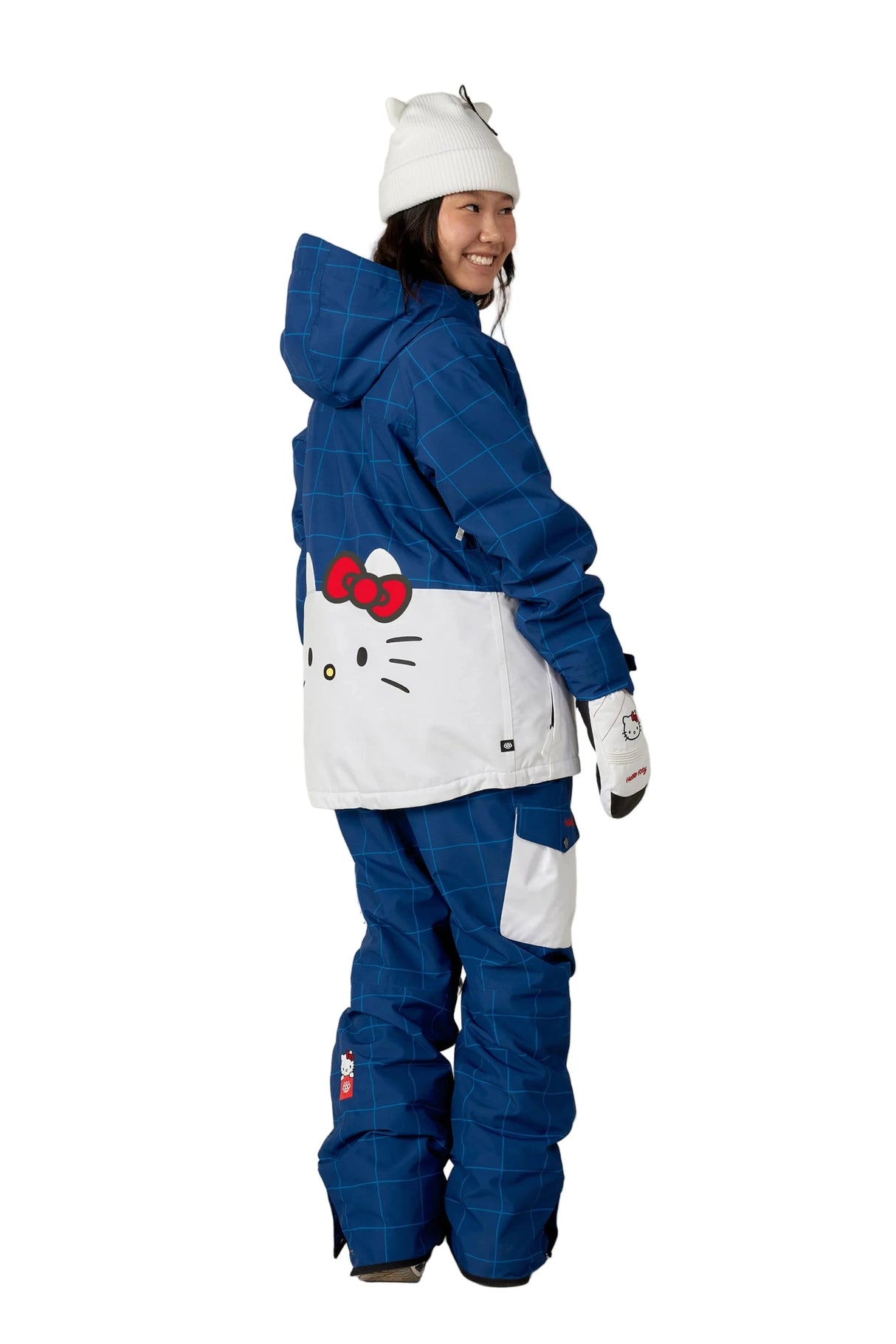 686 Women's Aura Insulated Cargo Snow Pants Hello Kitty Blue Grid Colorblock 2026 Women's Snow Pants 686