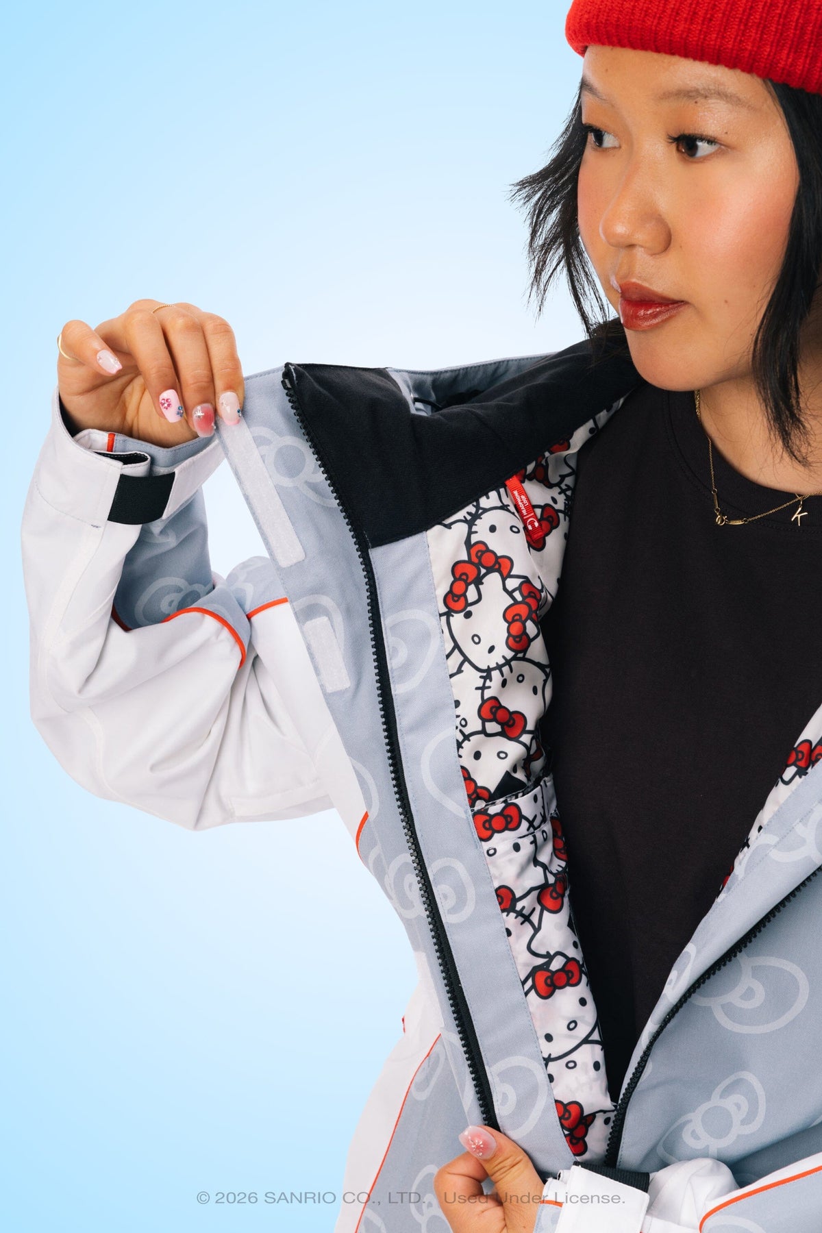 686 Women's Hello Kitty Lil Bow Snow Jacket Hello Kitty Denim 2027 Women's Snow Jackets 686