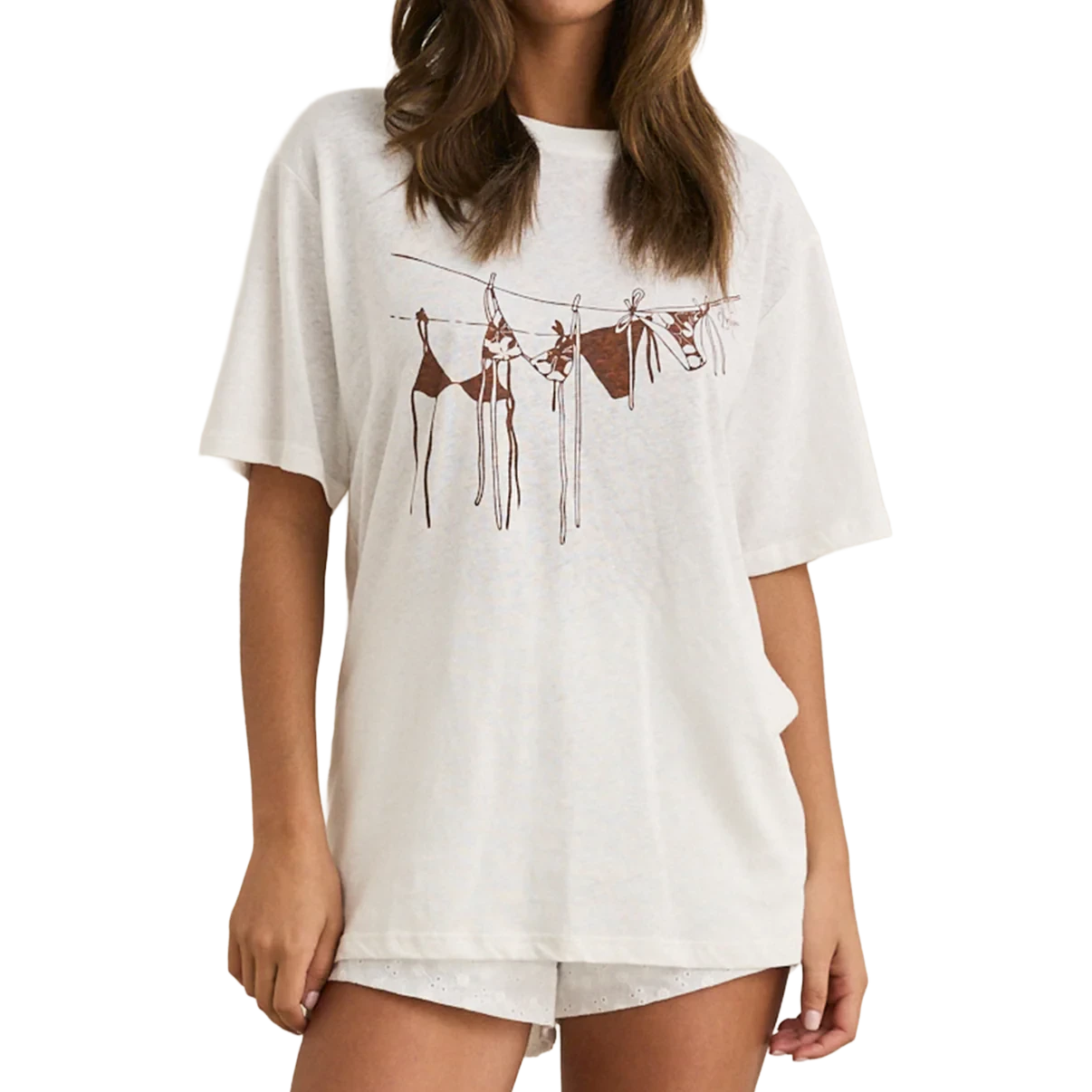RHYTHM Women's Melia Oversized T-Shirt Chocolate Women's Short Sleeve T-Shirts Rhythm