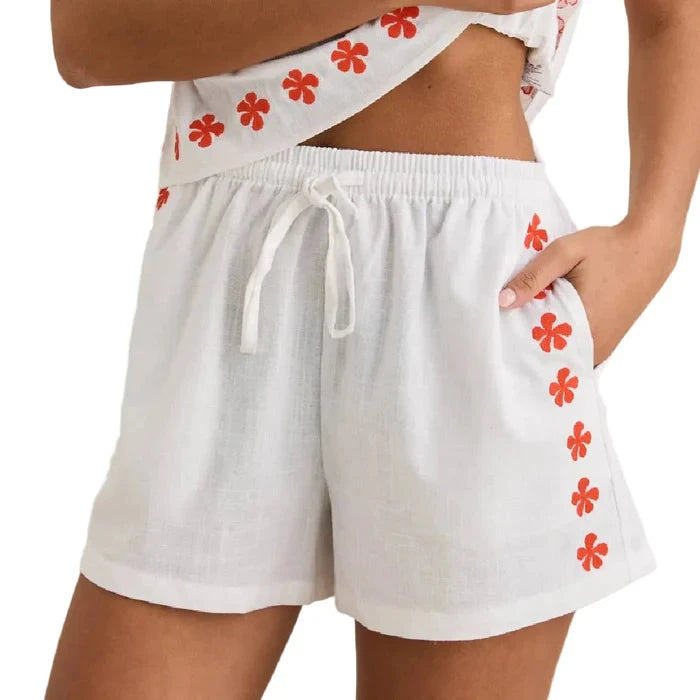 RHYTHM Women's Melia Embroidered Shorts White Women's Shorts Rhythm