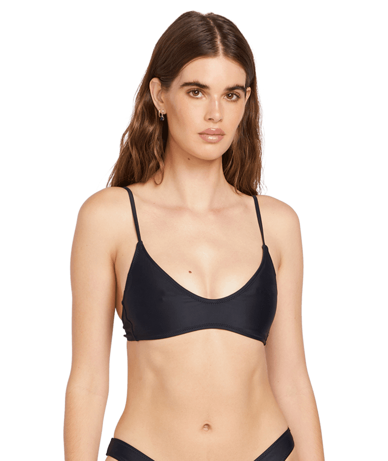 VOLCOM Women's Simply Solid Crop Bikini Top Black Women's Bikini Tops Volcom