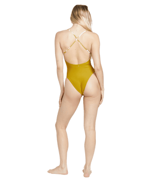 VOLCOM Women's Pretty Daze Reversible One Piece Swim Suit Moss Women's One Pieces Volcom 