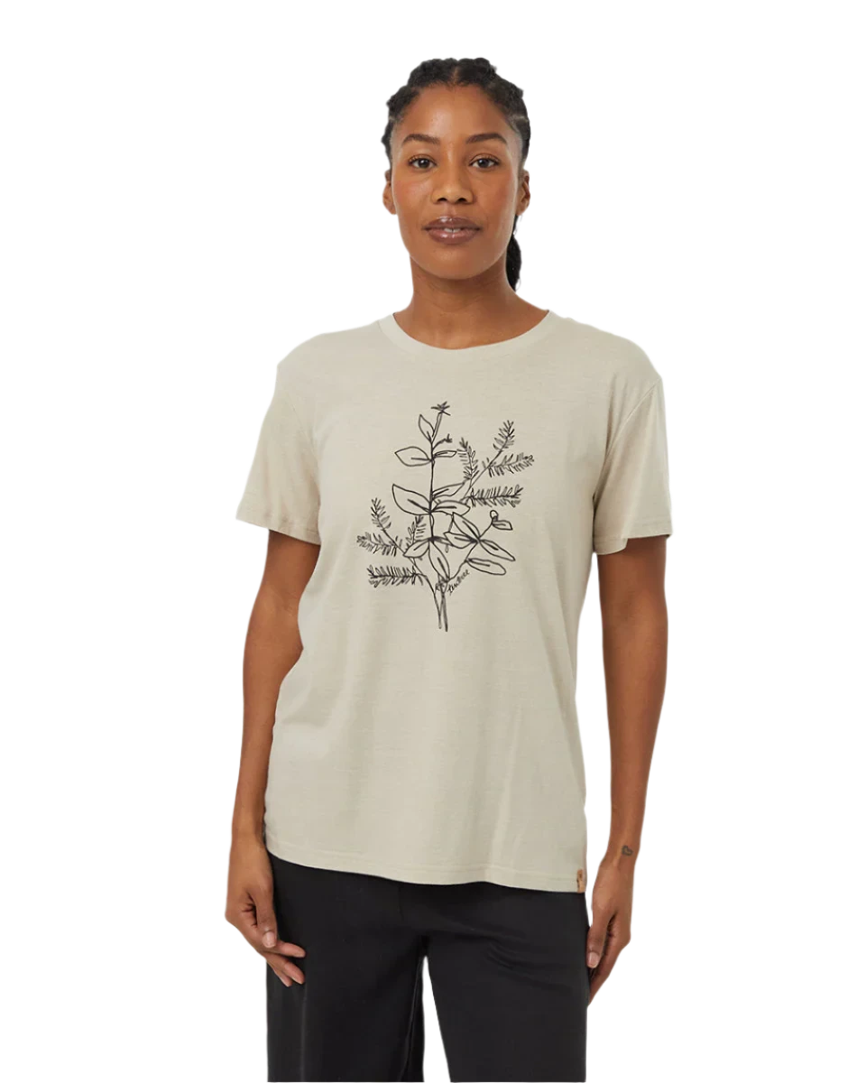 TENTREE Women's Autumn Flora T-Shirt Pale Oak / Meteorite Black Women's Short Sleeve T-Shirts Tentree