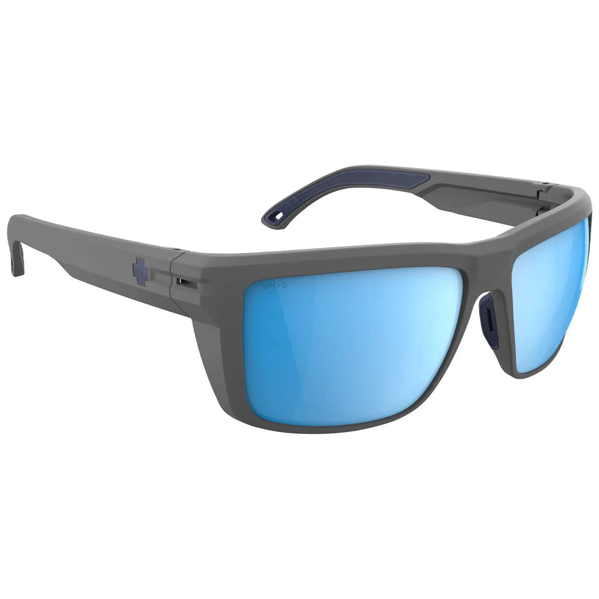 SPY Overhaul XL Matte Grey - Happy Boost Ice Blue Mirror Polarized Sunglasses Sunglasses Spy