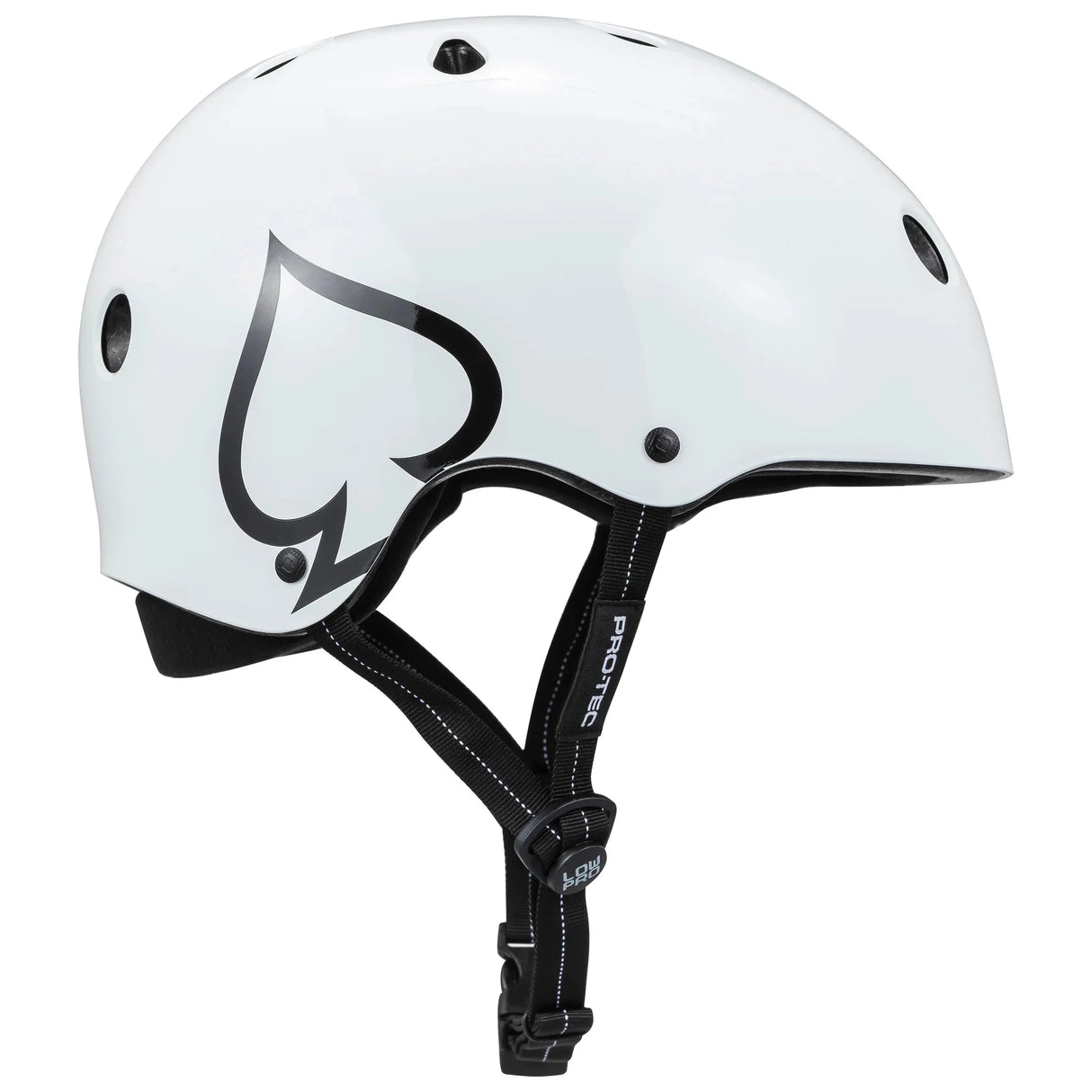 PRO-TEC Low Pro Helmet Gloss White Skateboard Helmets Pro-tec