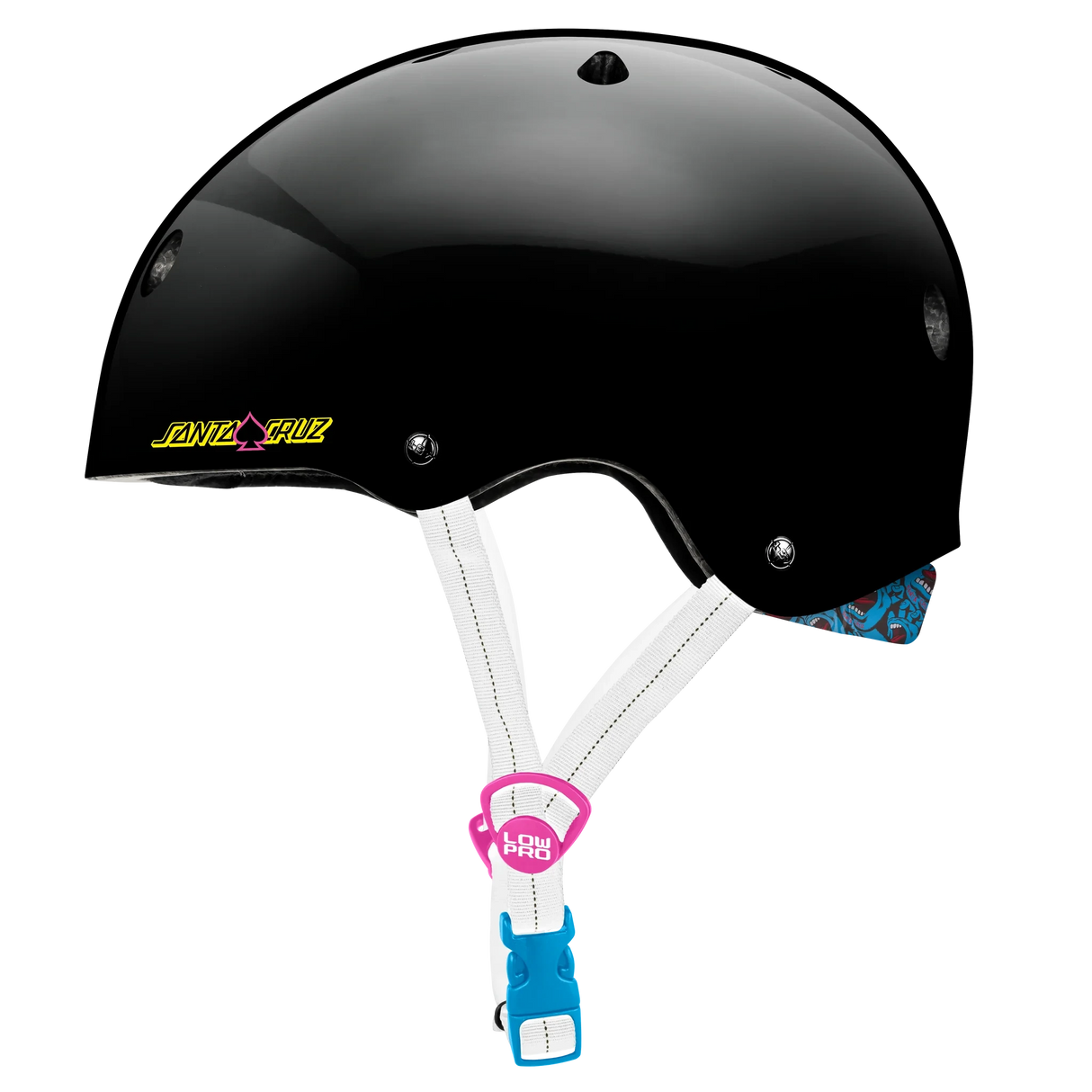 PRO-TEC Low Pro Helmet Santa Cruz Gloss Black Skateboard Helmets Pro-tec