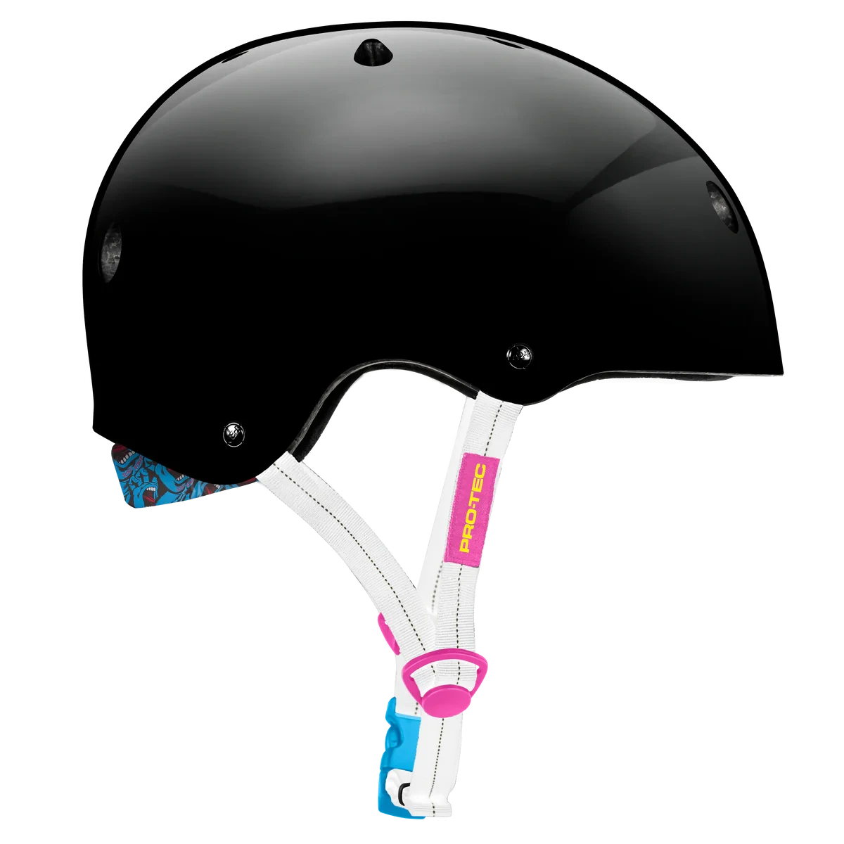 PRO-TEC Low Pro Helmet Santa Cruz Gloss Black Skateboard Helmets Pro-tec