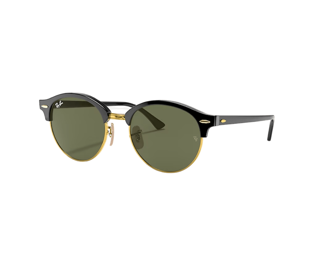 RAY-BAN Clubround Classic Polished Black - G-15 Green Sunglasses Sunglasses Ray-Ban