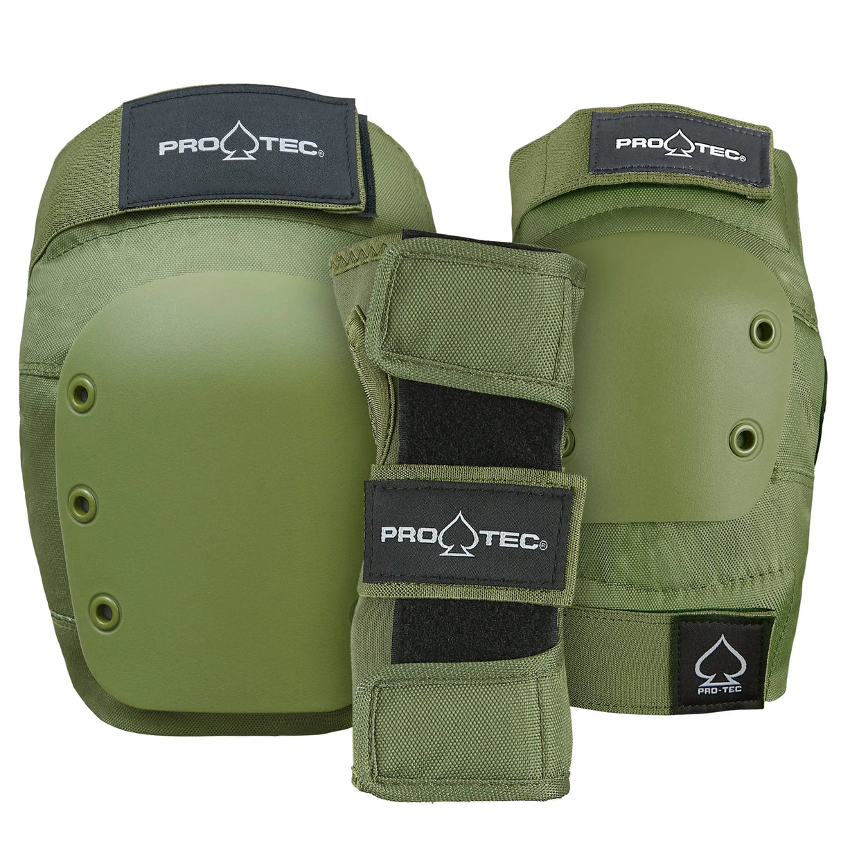 PRO-TEC Jr. Street Gear 3 Pack Army Green Pads & Wrist Guards Pro-tec
