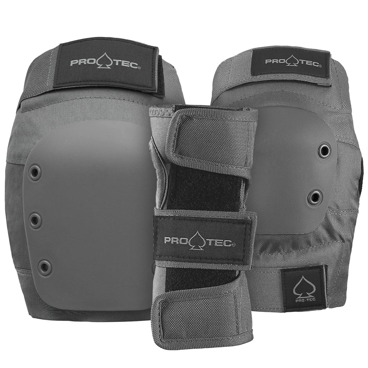 PRO-TEC Jr. Street Gear 3 Pack Grey Pads & Wrist Guards Pro-tec