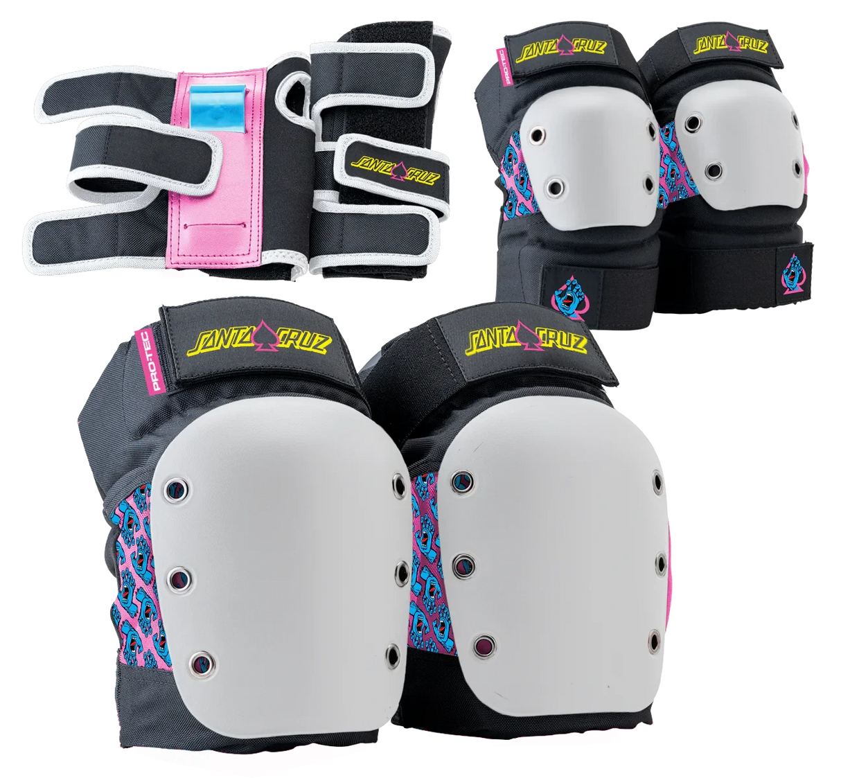 PRO-TEC Jr. Street Gear 3 Pack Santa Cruz Pads & Wrist Guards Pro-tec