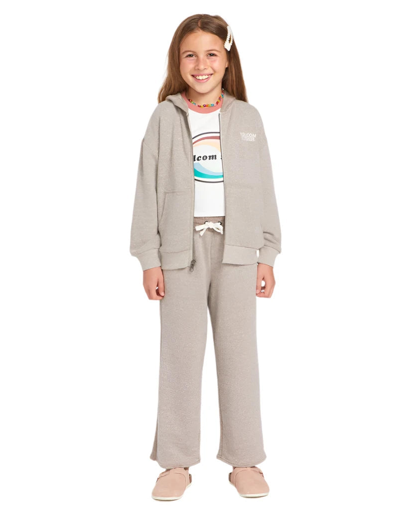 VOLCOM Girl's Lived In Lounge Frenchie Zip-Up Sweater Moondust Girl's Hoodies Volcom