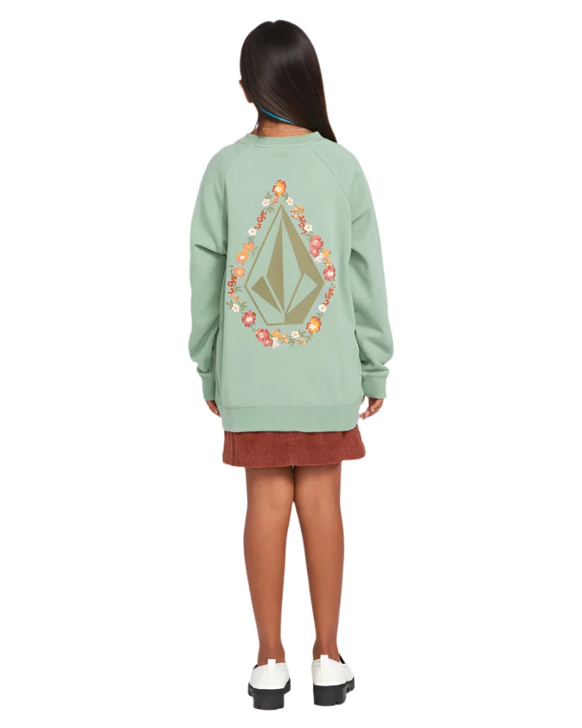 VOLCOM Girl's Truly Stokin' Pullover Sweater Sea Spray Girl's Hoodies Volcom