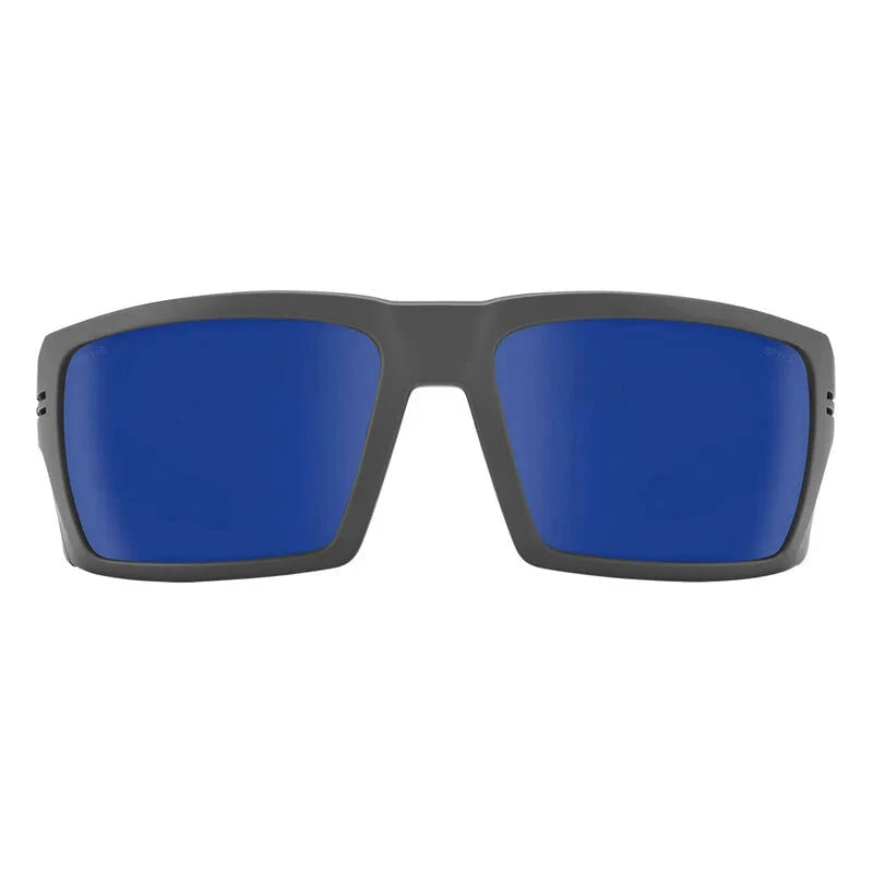SPY Rebar ANSI Matte Gunmetal - Happy Grey Green Dark Blue Mirror Polarized Sunglasses Sunglasses Spy
