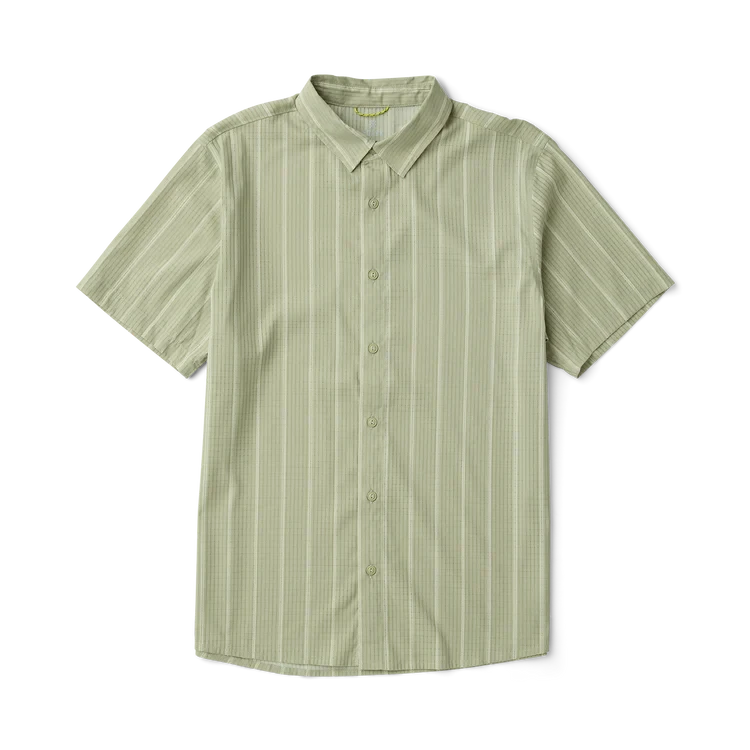 ROARK Bless Up Breathable Stretch Button Up Sage Stripe Men's Short Sleeve Button Up Shirts Roark Revival