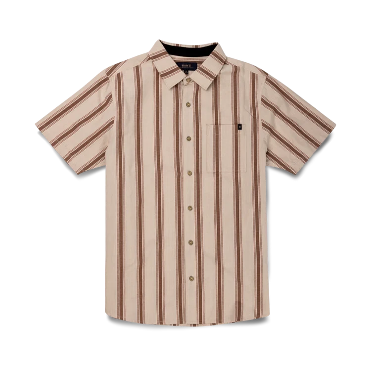 ROARK Journey Short Sleeve Button-Up Shirt Stripe Bone Men's Short Sleeve Button Up Shirts Roark Revival