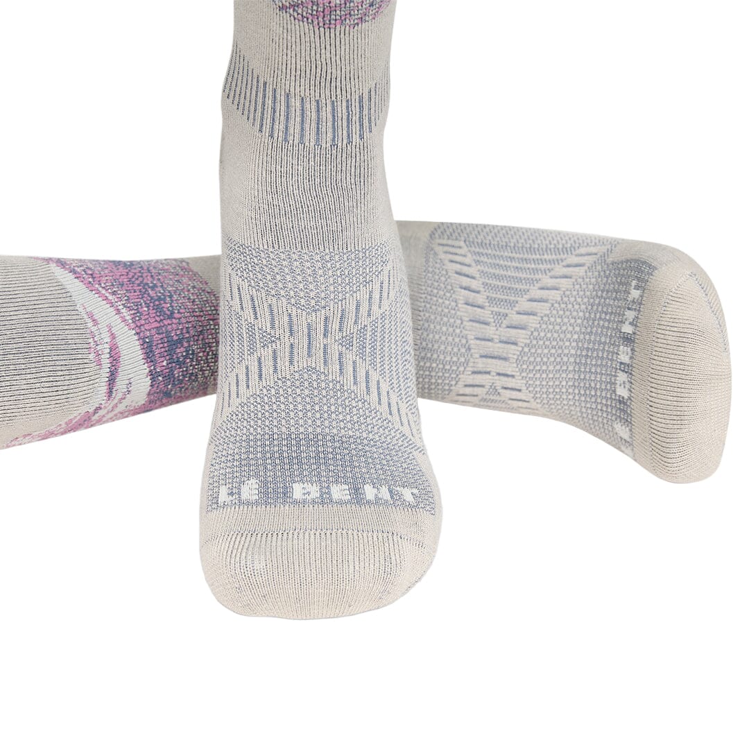LE BENT Women's Elyse Saugstad Pro Series Zero Cushion Snow Socks Silver Lining Women's Snowboard Socks Le Bent