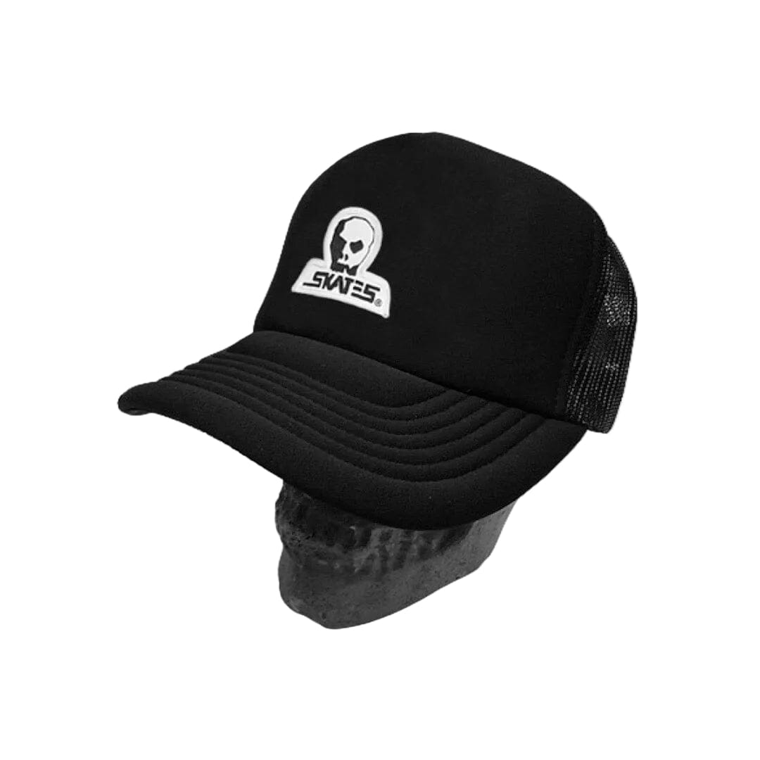 SKULL SKATES Small Die Cut Patch Logo Trucker Hat Black Men's Hats Skull Skates