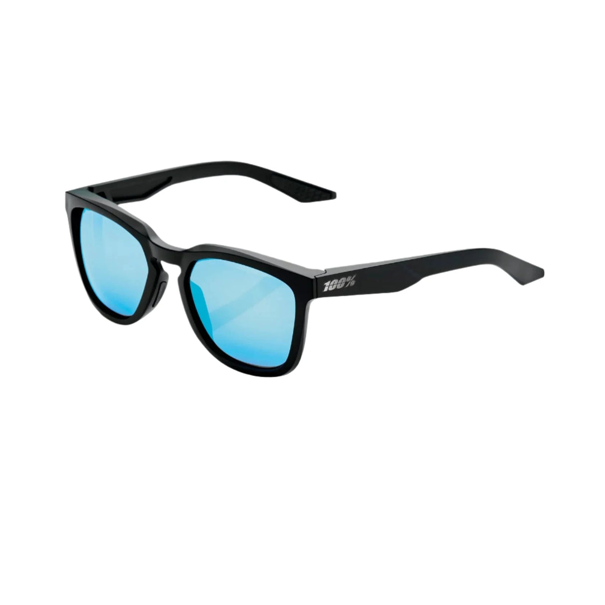 100% Hudson Matte Black - HiPER Blue Multilayer Mirror Sunglasses Sunglasses 100%