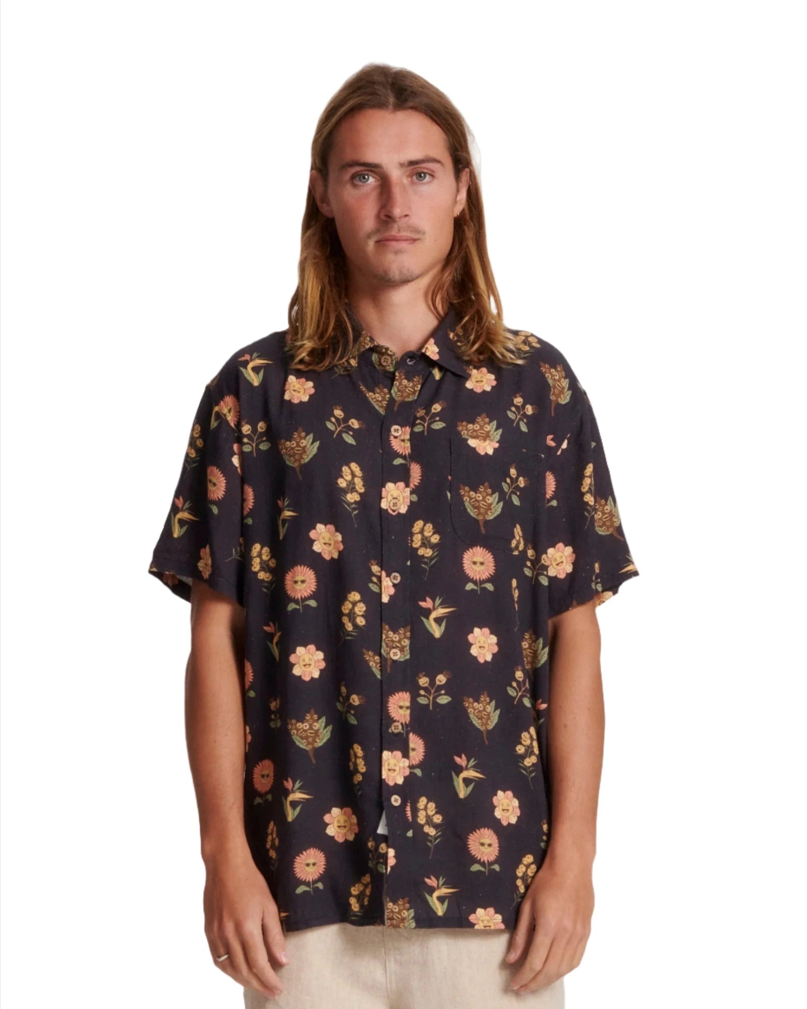 CRITICAL SLIDE Voices Short Sleeve Button Up Vintage Black Men's Short Sleeve Button Up Shirts The Critical Slide Society 