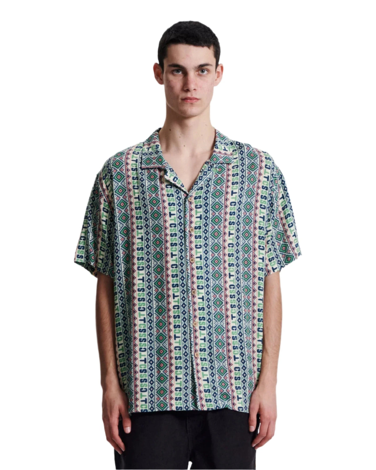 CRITICAL SLIDE Dunstin Resort Shirt Ecru Men's Short Sleeve Button Up Shirts The Critical Slide Society