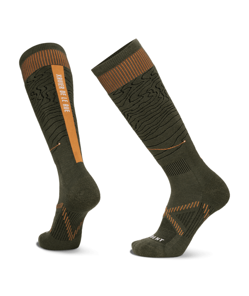 LE BENT Xavier De Le Rue Pro Series Light Cushion Snow Socks Dark Eucalyptus Men's Snowboard Socks Le Bent