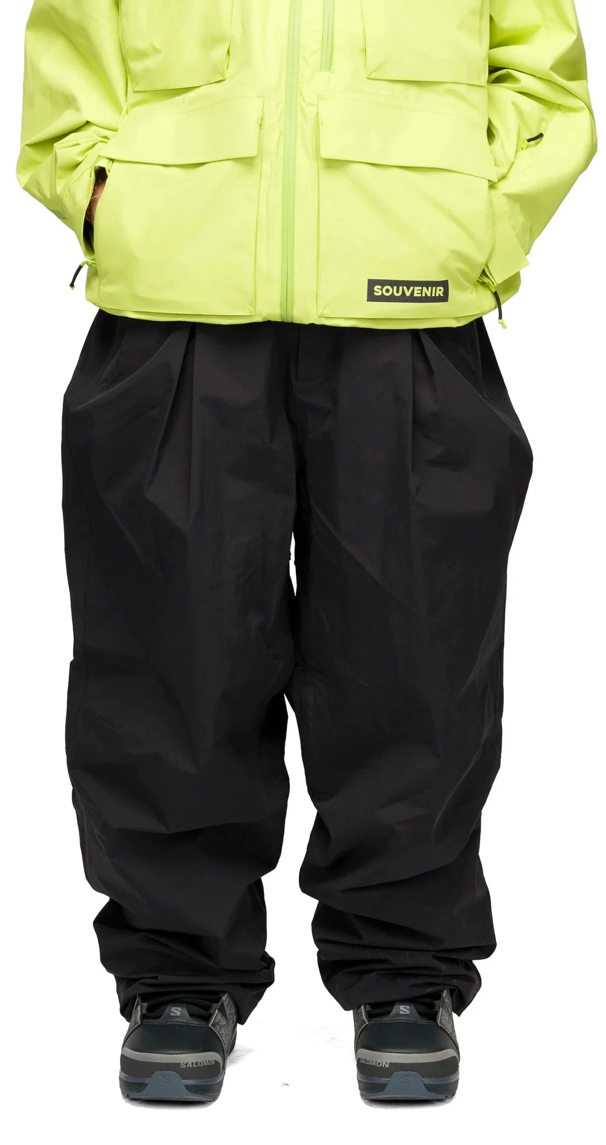 SOUVENIR Pleated Chino Snow Pants Black 2027 Men's Snow Pants Souvenir