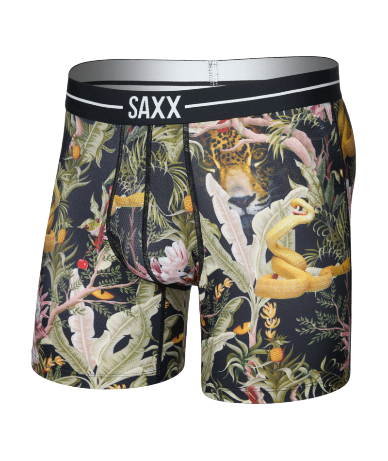SAXX Volt Breathable Mesh Boxer Brief Underwear Jungle Juice-Black Men's Underwear Saxx
