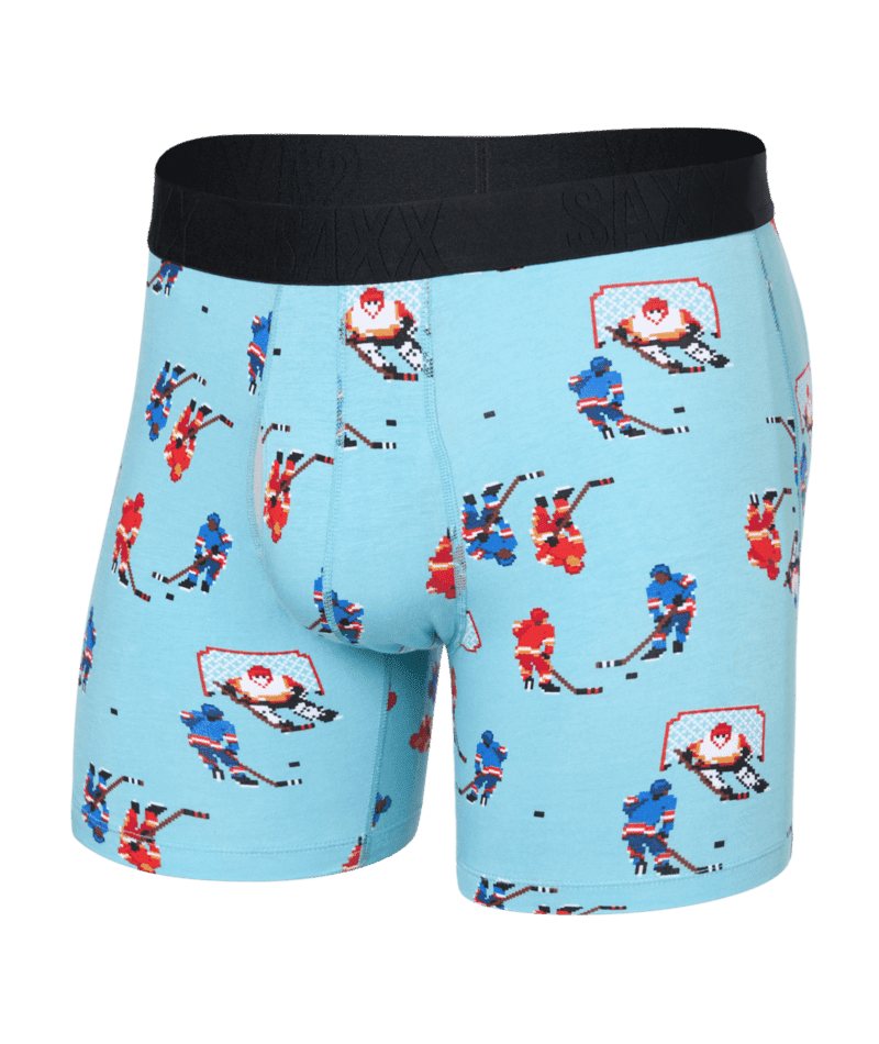 SAXX DropTemp Cooling Mesh Boxer Brief Underwear Action On Ice-Blue Tide Men's Underwear Saxx