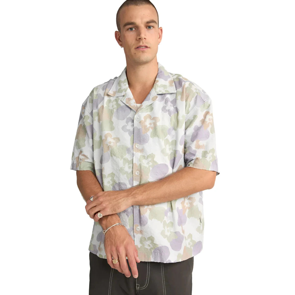 RHYTHM Relaxed Floral Camo Button-Up Shirt Camo Men's Short Sleeve Button Up Shirts Rhythm