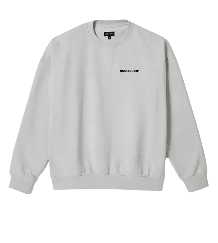 BRIXTON Embroidered Heavy Weight Crewneck Sweater Heather Grey Ash Men's Pullover Hoodies Brixton