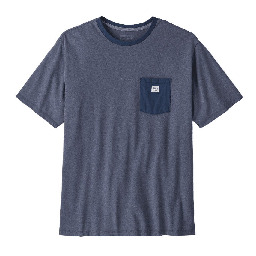 PATAGONIA Shop Sticker Pocket Responsibili-Tee T-Shirt Current Blue Men's Short Sleeve T-Shirts Patagonia