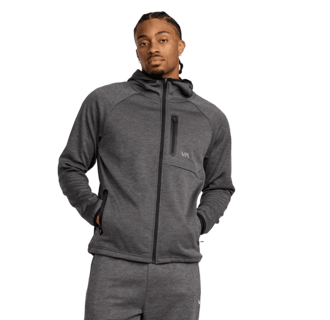 RVCA Balance Tech Fleece Zip Hoodie RVCA Black Heather Men's Zip Hoodies RVCA