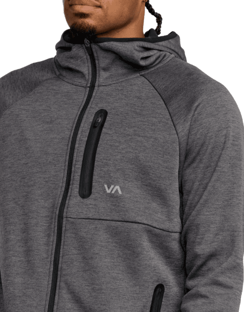 RVCA Balance Tech Fleece Zip Hoodie RVCA Black Heather Men's Zip Hoodies RVCA