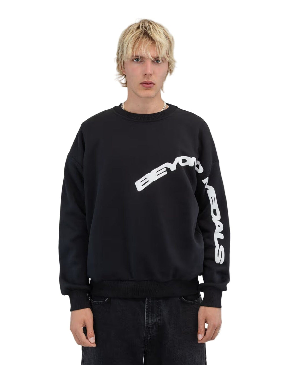 BEYOND MEDALS Puff Crewneck Black Men's Crewnecks Beyond Medals