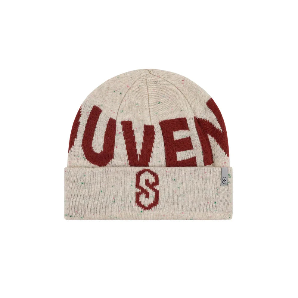 SOUVENIR Speckled Yarn Jacquard Cuff Beanie Marshmallow Men's Beanies Souvenir