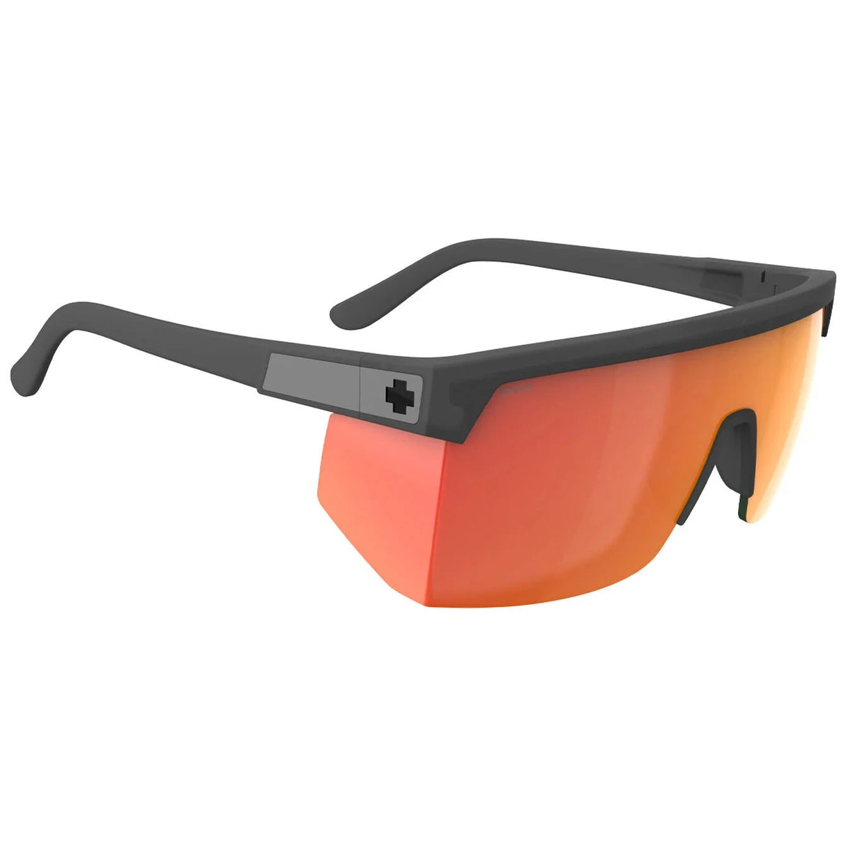 SPY Super Flynn Translucent Matte Black - Happy Grey Green Orange Spectra Mirror Sunglasses Sunglasses Spy