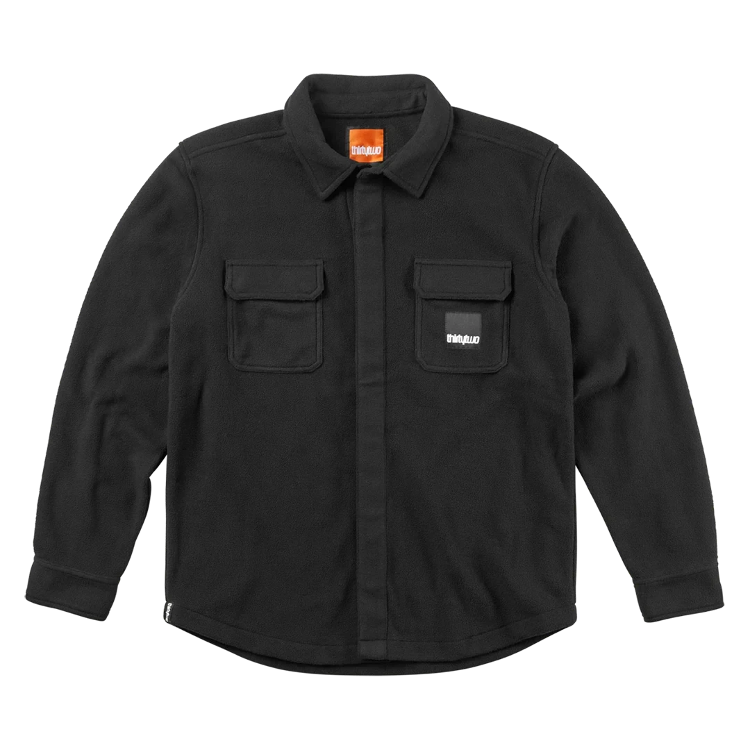 THIRTYTWO Rest Stop X Fava Fleece Button Up Black Men's Long Sleeve Button Up Shirts Thirtytwo