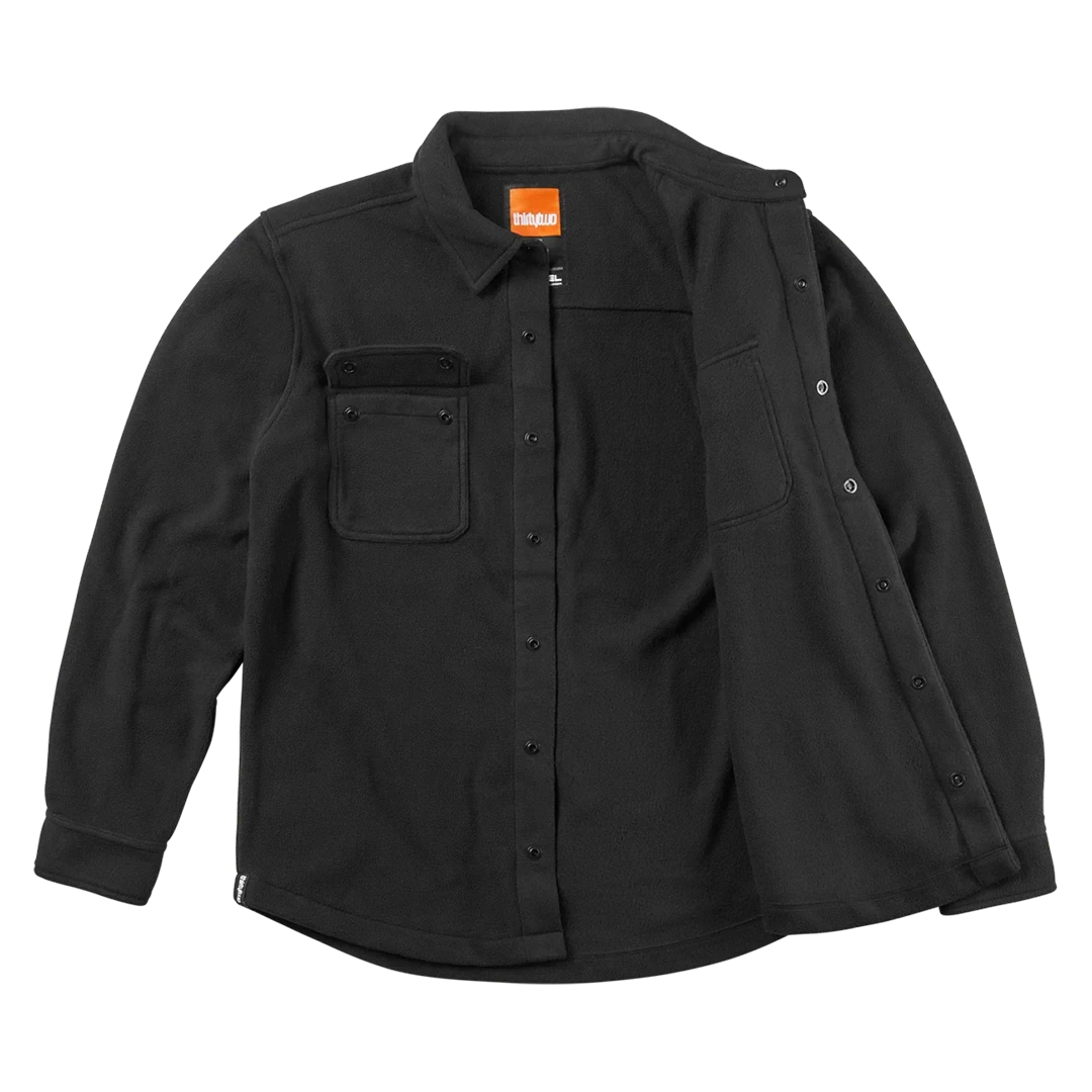 THIRTYTWO Rest Stop X Fava Fleece Button Up Black Men's Long Sleeve Button Up Shirts Thirtytwo