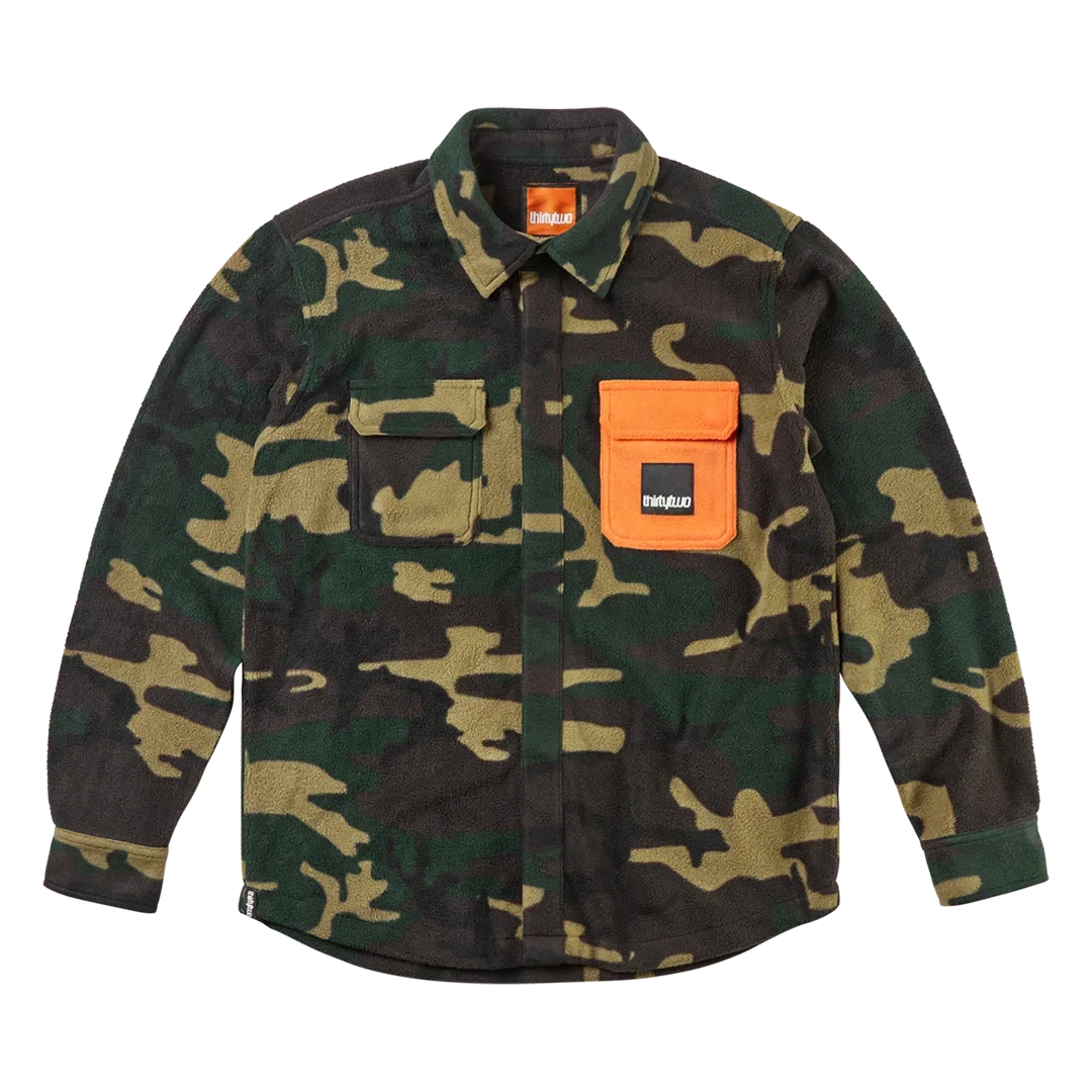 THIRTYTWO Rest Stop X Kerkela Fleece Button Up Forrest Men's Long Sleeve Button Up Shirts Thirtytwo