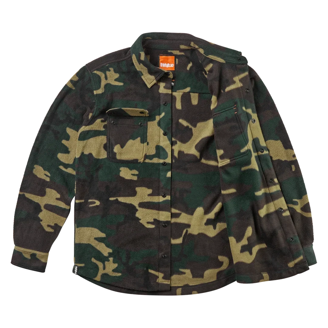 THIRTYTWO Rest Stop X Kerkela Fleece Button Up Forrest Men's Long Sleeve Button Up Shirts Thirtytwo