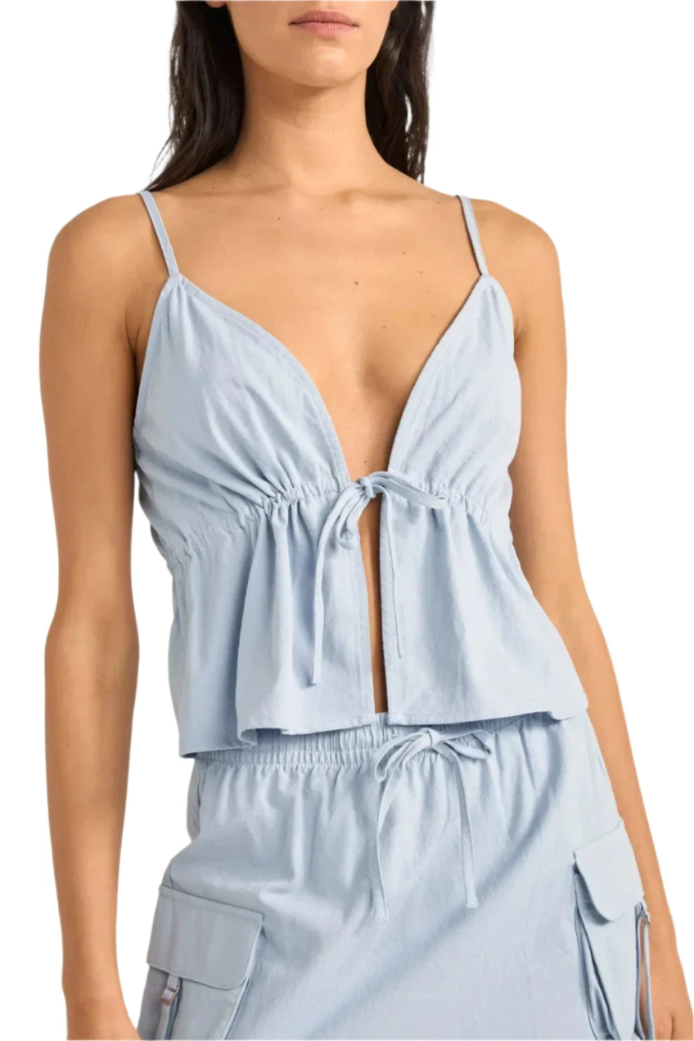 RHYTHM Women's Dolly Ruffle Top Dusty Blue Women's Tank Tops and Halter Tops Rhythm